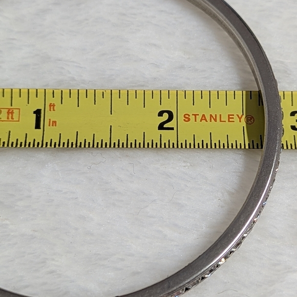 Vintage Silvertone Bangle Bracelet with Clear Stones - Picture 4 of 7